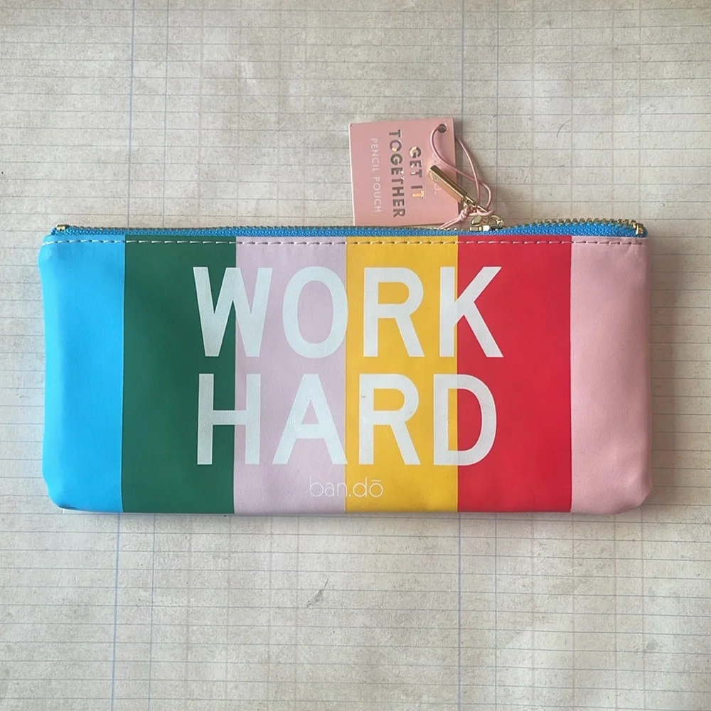 Ban.do Work Hard Have Fun Pencil Pouch